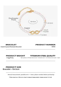 Détails du bracelet en perles d'eau douce avec breloque infini et dimensions