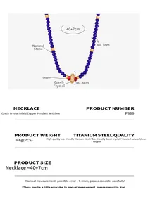 Macro detail of faceted blue stone necklace with gold copper pendant and CZ accents