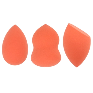 Set da 3 spugne trucco arancioni con forme a goccia, zucca e taglio obliquo