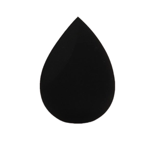 Close-up of black teardrop makeup sponge with a fine velvety texture on white background