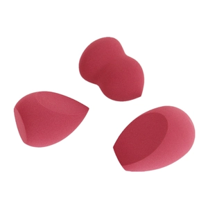Set of 3 rose red beauty blenders including gourd and teardrop sponge shapes