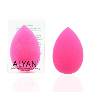 Rose pink teardrop makeup sponge with transparent storage box for foundation blending