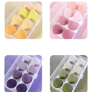 Set de 8 esponjas de maquillaje degradadas con caja, esponjas de colores en gota
