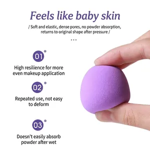 Set di 3 spugnette trucco viola in spugna ad alta densità con elevata elasticità