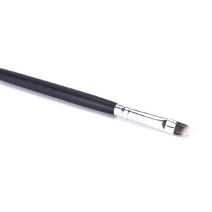 Double-ended eyebrow brush with angled bristles and spoolie for makeup application