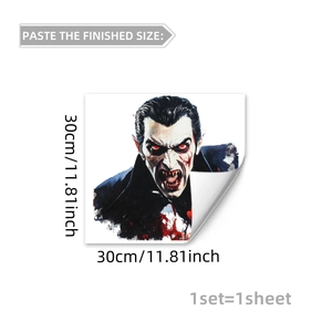 Détail du sticker statique d'Halloween vampire 30x30cm avec décorations d'effet de sang