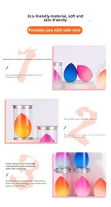 Detail of gradient hydrophilic PU makeup sponges showing soft texture and clear packaging