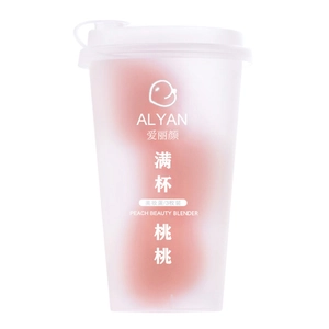 Lot de 3 éponges maquillage en forme de pêche dans une tasse à thé, douces et extensibles