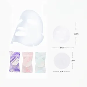 DIY compressed face mask sheets in colorful candy packaging with 24x20cm expanded size