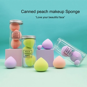 Canned Peach Shape Makeup Sponge Set Hydrophilic Non-Latex Beauty Blender For Foundation Concealer Dry Wet Use Women Tools