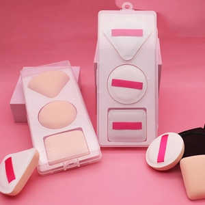Rubycell marshmallow air makeup sponge set with three shapes in clear storage case