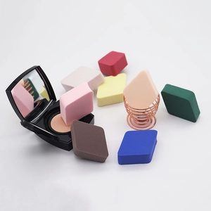 Gekleurde make-up sponsjes set met diamantvormen, kussendoosje en metalen houder