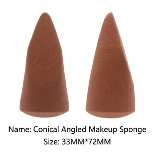 Nahaufnahme von zwei Make-up-Schwämmen mit konischem Schliff und feiner Textur auf Weiß