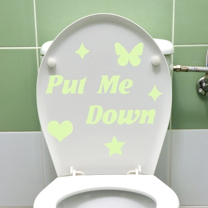 Glow in the dark Put Me Down butterfly toilet lid sticker for bathroom decor