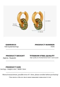 Tableau des tailles et du poids pour boucles d'oreilles dorées avec zircons verts