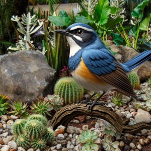 Realistic colorful bird ornament with detailed feathers on a branch for garden decor