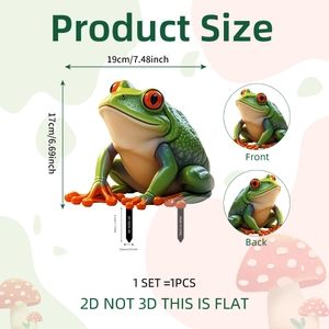 Dettagli sulle dimensioni del picchetto decorativo da giardino rana 2D in PVC
