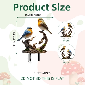 Cartoon 2D bird garden stakes decorative animal PVC outdoor signs for patio lawn decor