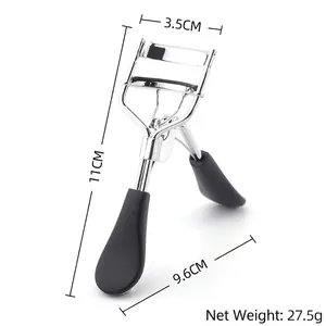 Recourbe-cils en acier inoxydable argenté avec poignées noires et dimensions 11cm