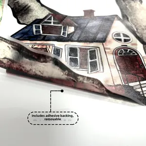 Detailed macro view showing self-adhesive backing and removable tree house wall sticker