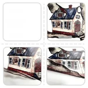 Detail showing waterproof hand-painted tree house wall sticker front and back view