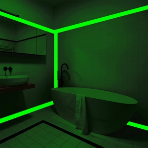 Lichtgevende Muurstickers Zelfklevende Waarschuwingstape Voor Trappen Badkamer Woondecoratie Holografisch Lint Fluorescerend