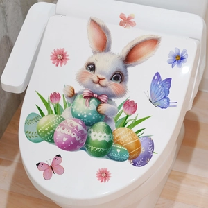 Süße Osterhasen und bunte Eier wasserfeste Wandaufkleber für Badezimmer Dekoration