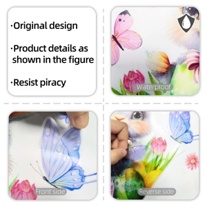Stickers muraux de Pâques imperméables double face avec motifs floraux et papillons