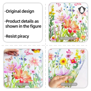 Detail of waterproof hand-painted colorful flower and butterfly wall stickers