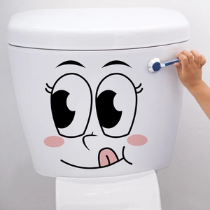 DIY Cartoon Gezichtsuitdrukking PVC Waterdichte Stickers Voor Badkamer Toilet Koelkast Slaapkamer Decoratieve Grappige Emoji Muurstickers