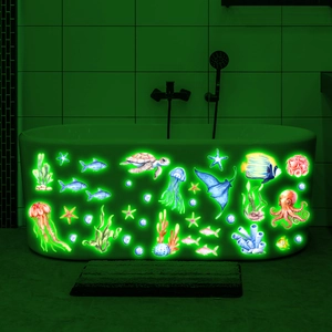 Glow in the dark sea turtle and ocean creatures wall stickers for bathroom and bedroom