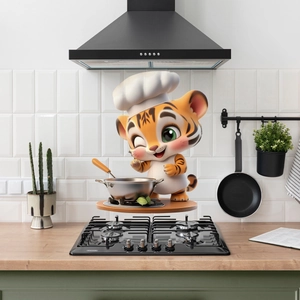 3D Cartoon Tiger Chef Rooster Wall Stickers Waterproof PVC Self Adhesive Kitchen Cabinet Oven Decor Novelty Stickers