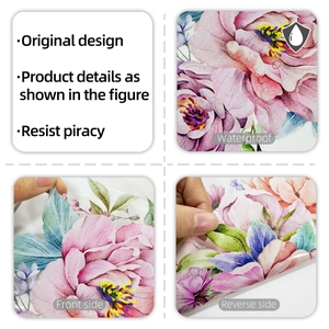 Detail view of waterproof pink peony flower window stickers with double-sided printing