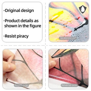 Detailed macro view showing the waterproof surface and vibrant butterfly wing pattern stickers