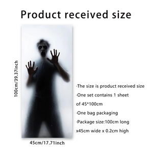 Dimensions de l'autocollant statique pour fenêtre silhouette zombie effrayant 45x100cm