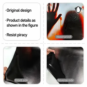 Detailed close-up of waterproof bloody handprint Halloween window decals with adhesive view