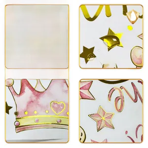 Détail de stickers muraux couronne rose aquarelle avec étoiles dorées et couche étanche