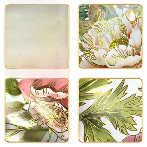 Macro detail of waterproof floral wall stickers with premium gold foil edge craftsmanship