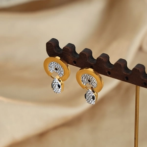 Boucles d'oreilles tête de serpent de luxe français dorées avec cristaux brillants