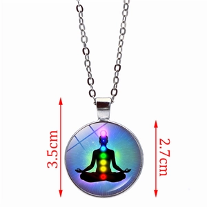 Collier chakra de méditation yoga avec pendentif galaxie de 3,5 cm sur chaîne argent