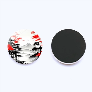 Aimant de frigo japonais Ukiyo-e Mont Fuji en verre avec dos magnétique décor