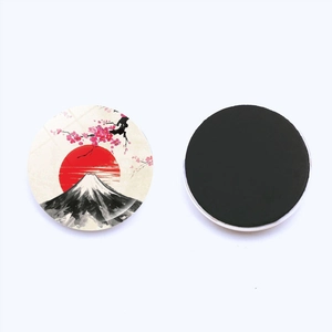 Set d'aimants de frigo japonais avec motif Mont Fuji et cerisiers sur verre poli
