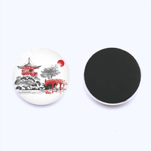 Lot de 2 aimants de frigo en verre de cristal style peinture à l'encre japonaise