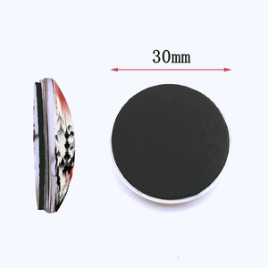Japanese style Mount Fuji 30mm glass fridge magnet with ink painting and soft magnetic back