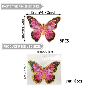 Détails des dimensions et de l'emballage des stickers muraux papillon 3D décoratifs