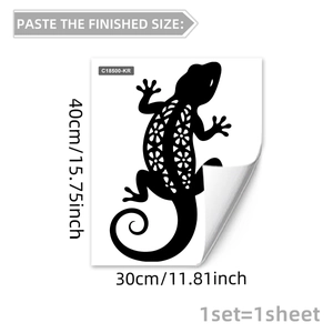 Creative black lizard silhouette wall sticker with plum blossom hollow 40x30cm