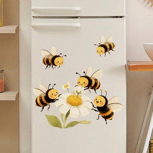 Wasserdichte Fensteraufkleber im Ölgemälde-Stil mit Sonnenblumen und Bienen zur Dekoration