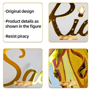 Detailed macro view showing waterproof surface and gold foil texture on animal wall decals