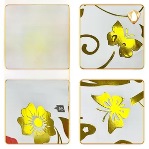 Detail showing waterproof golden butterfly and rose vine wall stickers with metallic texture