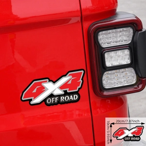 Waterproof 4x4 OFF ROAD magnetic car sticker in red and black, size 20x10cm for SUV